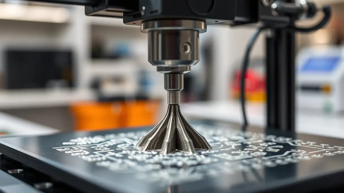 Generic image of a 3D printer creating a metallic catalyst.