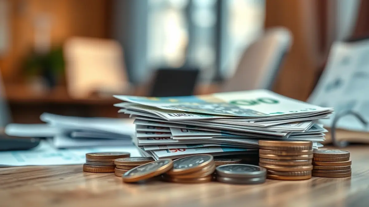 Generic image of money and financial documents, symbolizing municipal treasury surplus.