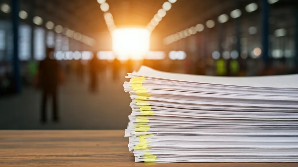 Imagen genérica de documentos de un informe de inspección laboral.