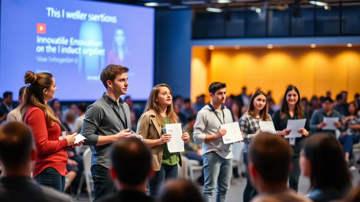 Imagen genérica de una presentación de proyectos innovadores en un evento de emprendimiento.