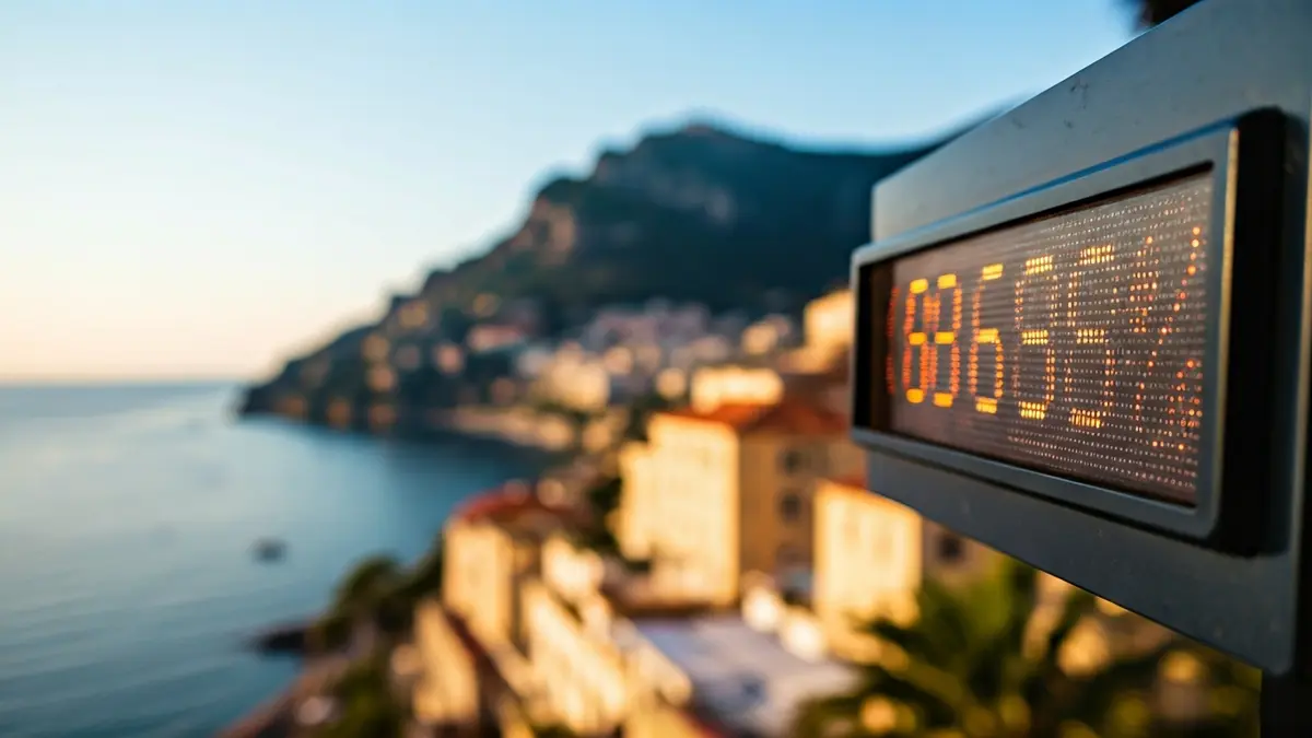 Imagen genérica de un cartel de ocupación hotelera con porcentajes elevados en una ciudad costera mediterránea.