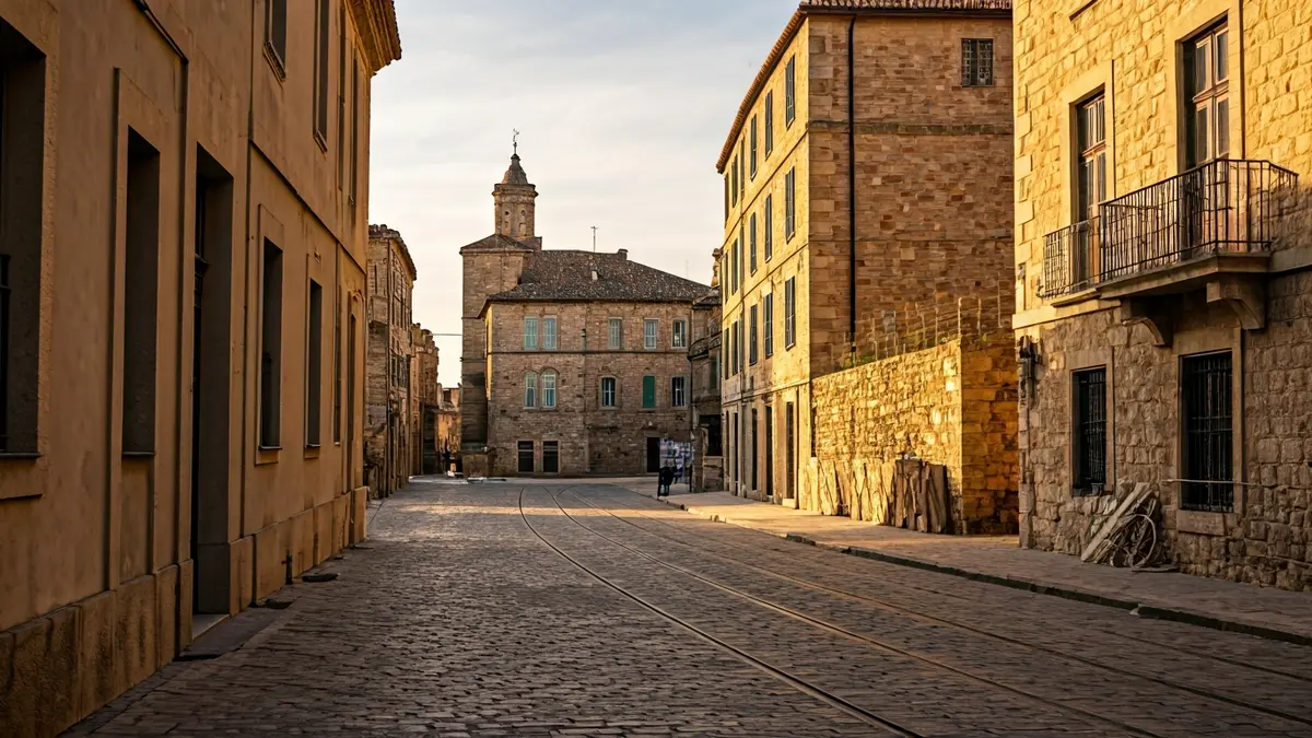 Imaxe dun edificio residencial en construción no centro de Pontevedra.