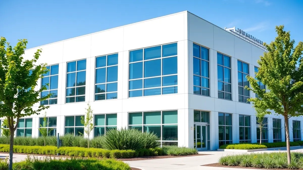 Imagen genérica de un complejo industrial moderno con enfoque en sostenibilidad y tecnología.