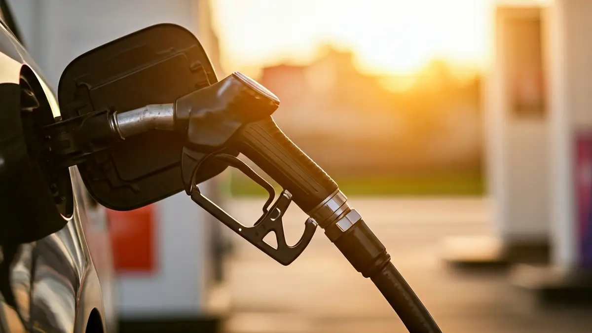 Generic image of a fuel pump nozzle at a gas station, symbolizing rising costs.