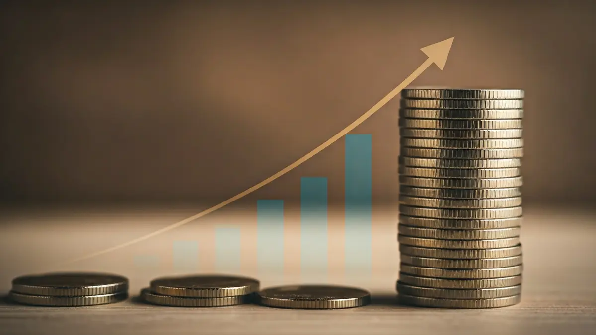 Generic image of coins and an economic growth chart.