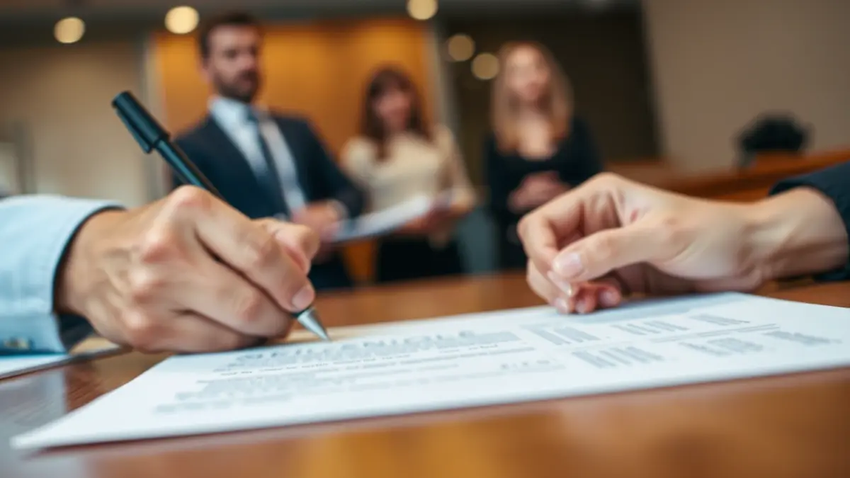 Imagen genérica de manos firmando un documento, simbolizando la aprobación de fondos para formación.
