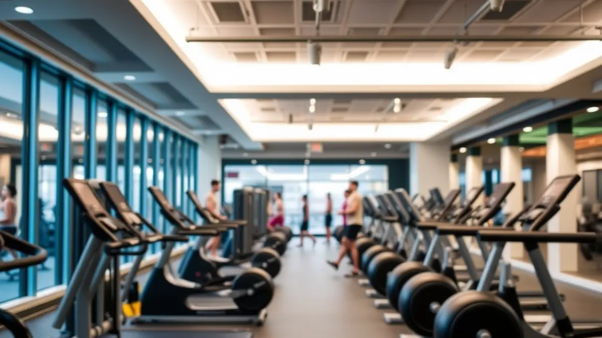 Imagen genérica de un gimnasio moderno con equipamiento de fitness.