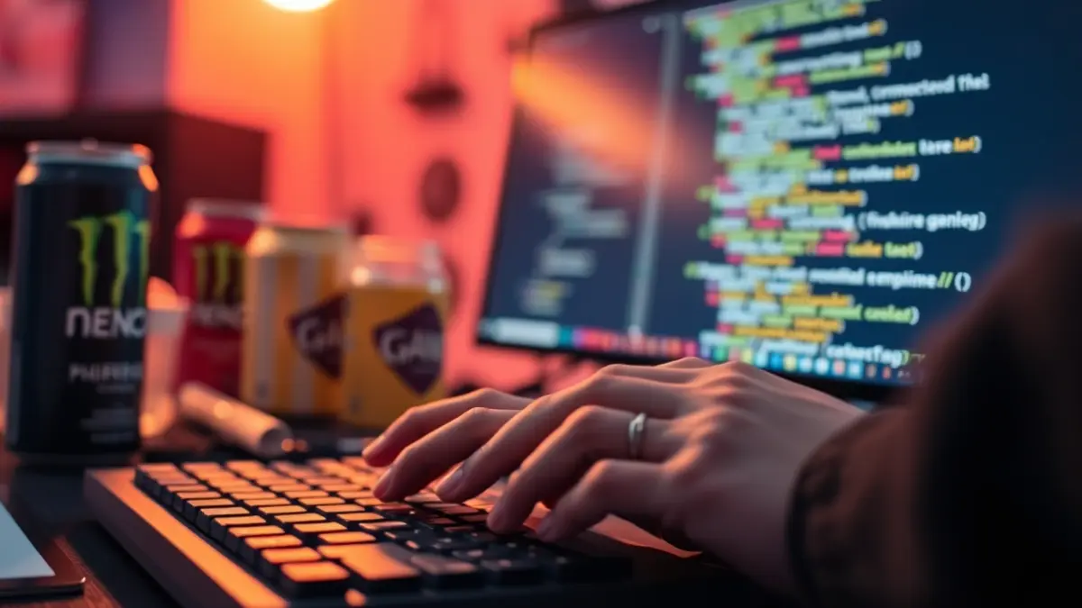 Generic image of hands coding at a video game development event.