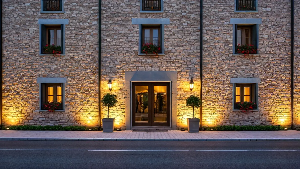 Image of a luxury boutique hotel in a rural setting.
