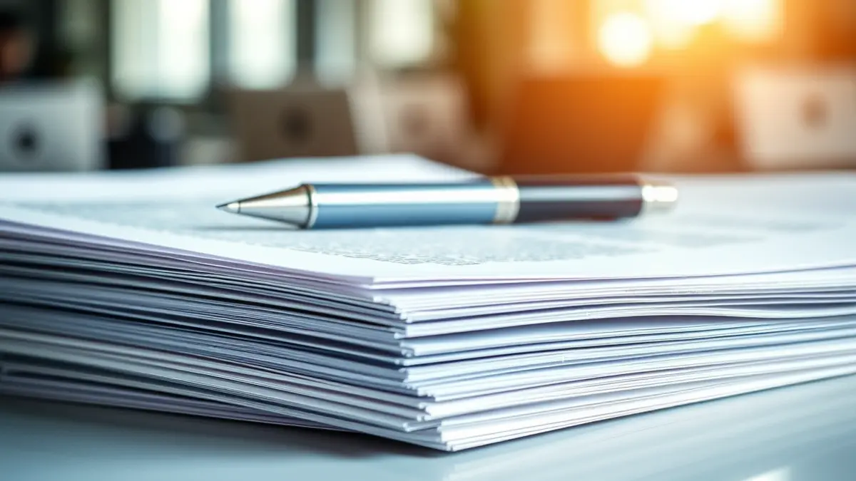 Generic image of documents and a pen, symbolizing a corporate agreement.
