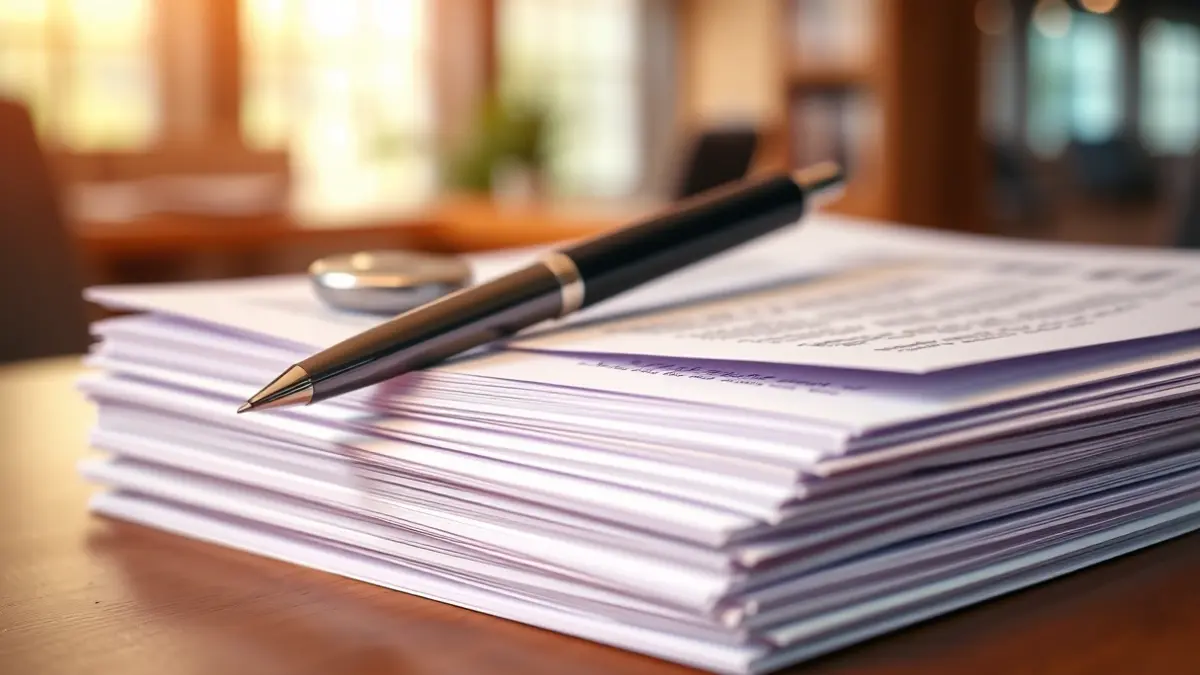Official documents and a pen, symbolizing a labor agreement.