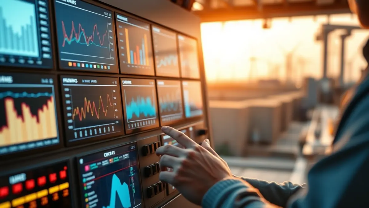 Imagen genérica de un panel de control industrial con datos y gráficos.