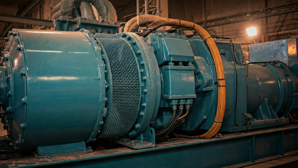 Imagen genérica de un generador eléctrico industrial en un entorno de emergencia.