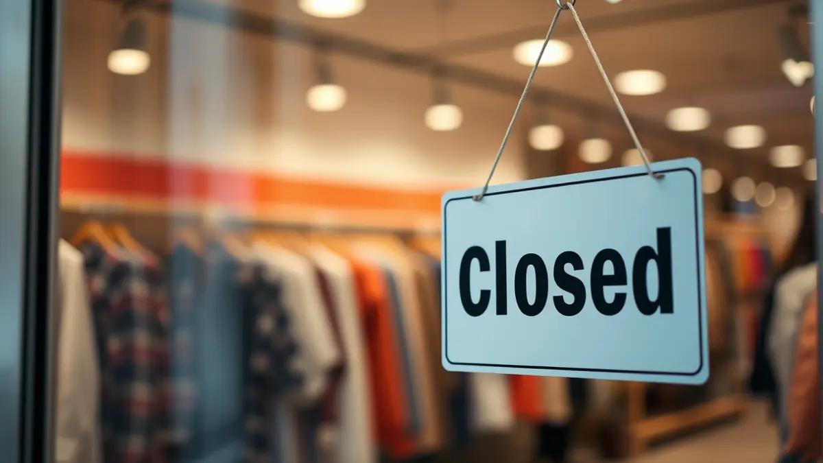 Imagen genérica de un cartel de 'Cerrado' en una tienda de ropa.