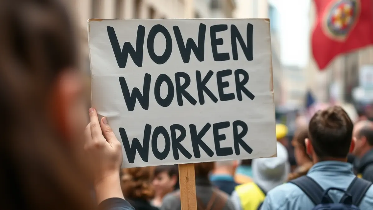 Imaxe xenérica dunha protesta de traballadores do sector téxtil.