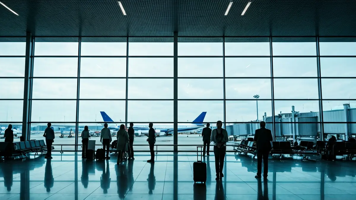 Imaxe xenérica dunha terminal de aeroporto moderna.