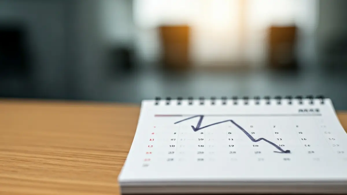 Imagen genérica de un calendario de marzo con una flecha descendente, simbolizando la bajada del desempleo.