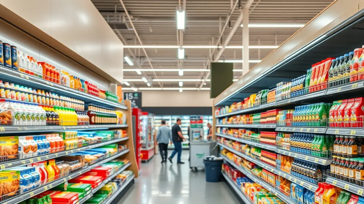 Imagen genérica de un supermercado moderno y bien organizado.