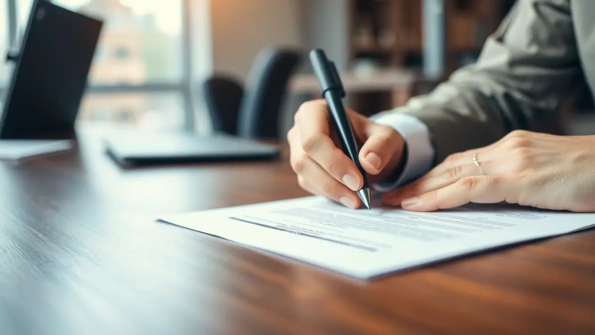 Imagen genérica de manos firmando un documento, representando el apoyo al emprendimiento.