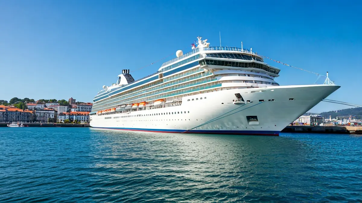 Imagen de un crucero atracado en el puerto de A Coruña con el sistema de suministro eléctrico conectado.