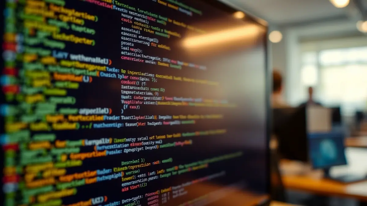 Imaxe xenérica dunha pantalla de ordenador con código, representando o desenvolvemento de software.