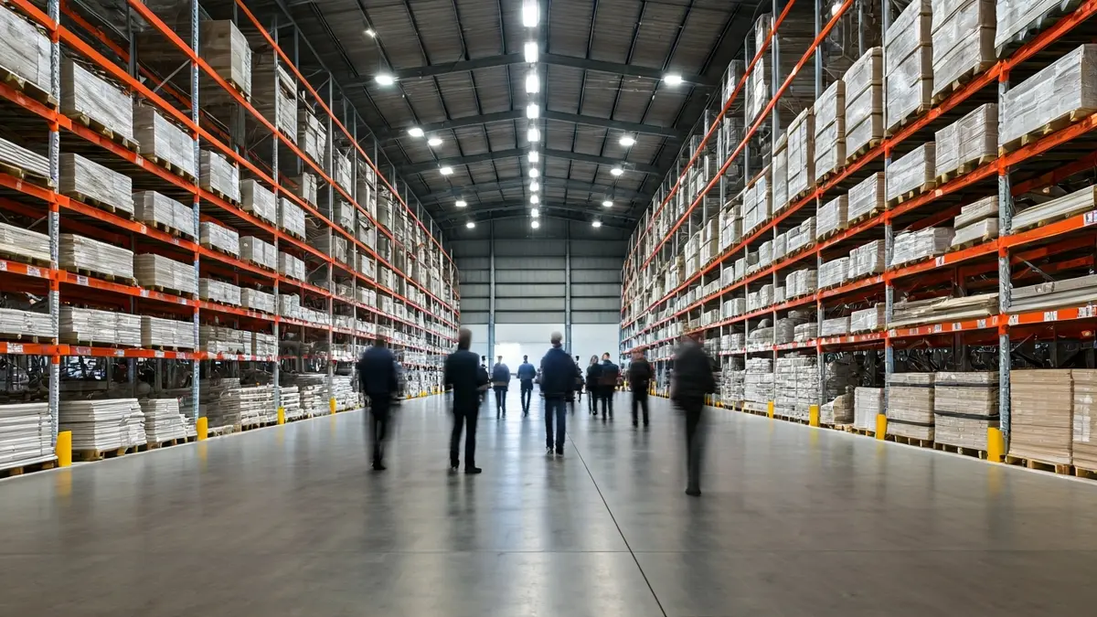 Imaxe xenérica do interior dun almacén de materiais de construción.