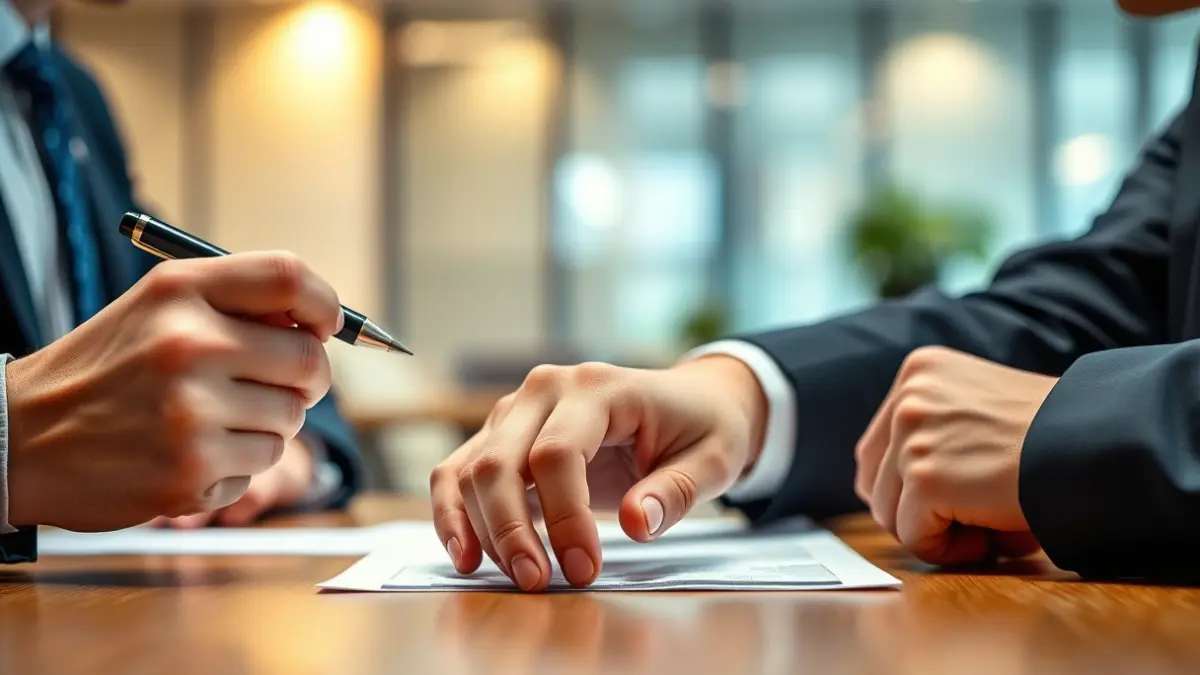 Generic image of a panel discussion or business meeting with three people interacting.