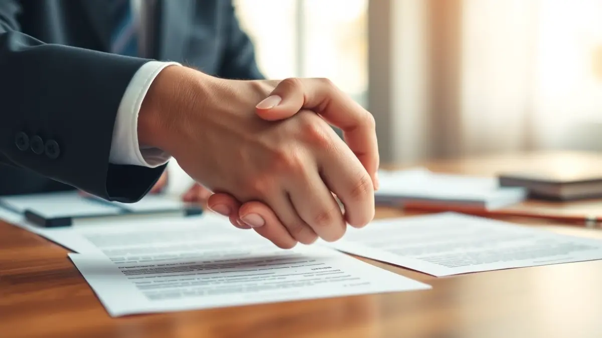 Imagen genérica de manos estrechándose sobre una mesa, simbolizando un acuerdo.