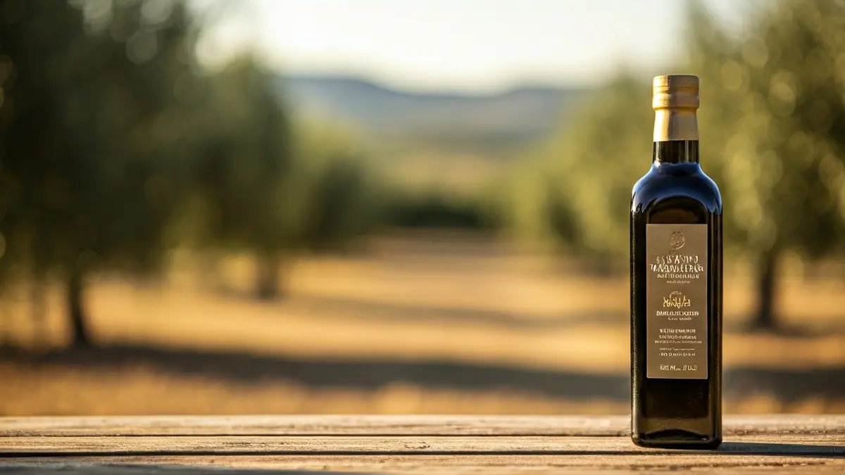 Generic image of a high-quality extra virgin olive oil bottle.