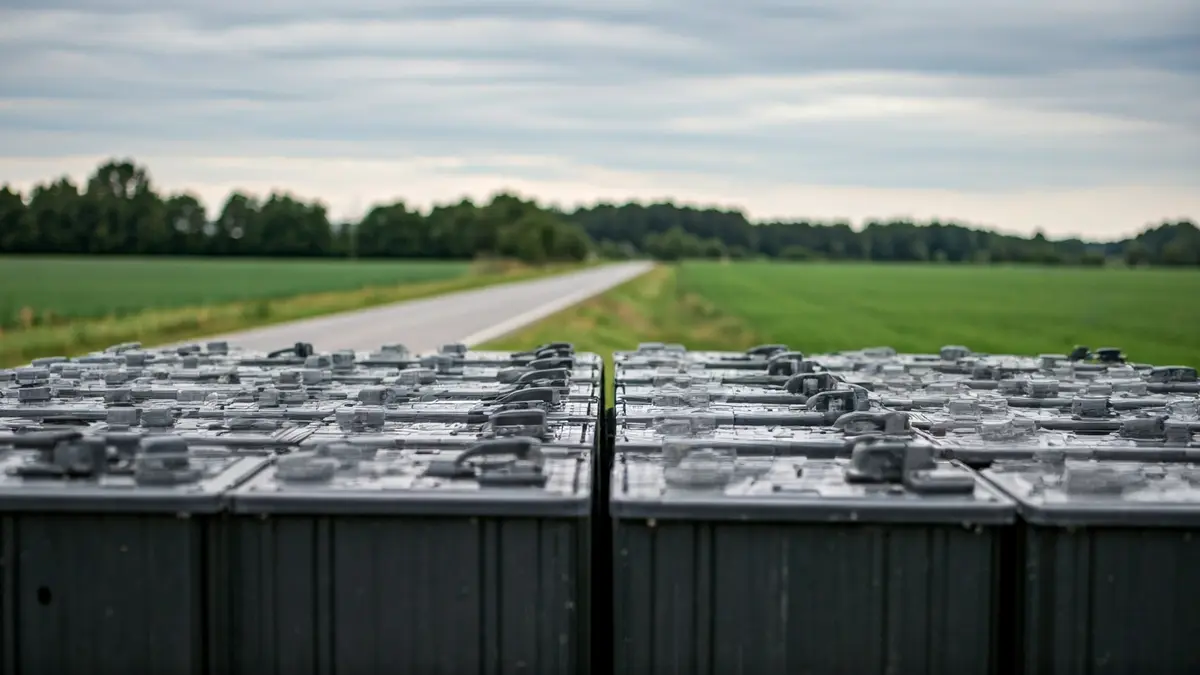Contedores de baterías industriais nunha zona rural de Galicia.
