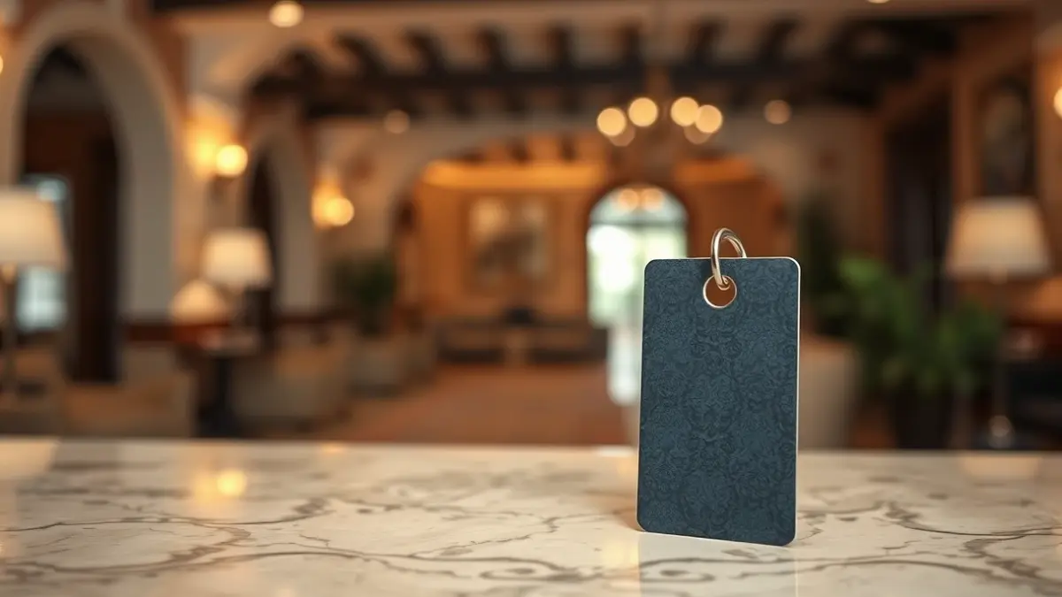 Generic image of a hotel key card, symbolizing hotel occupancy.