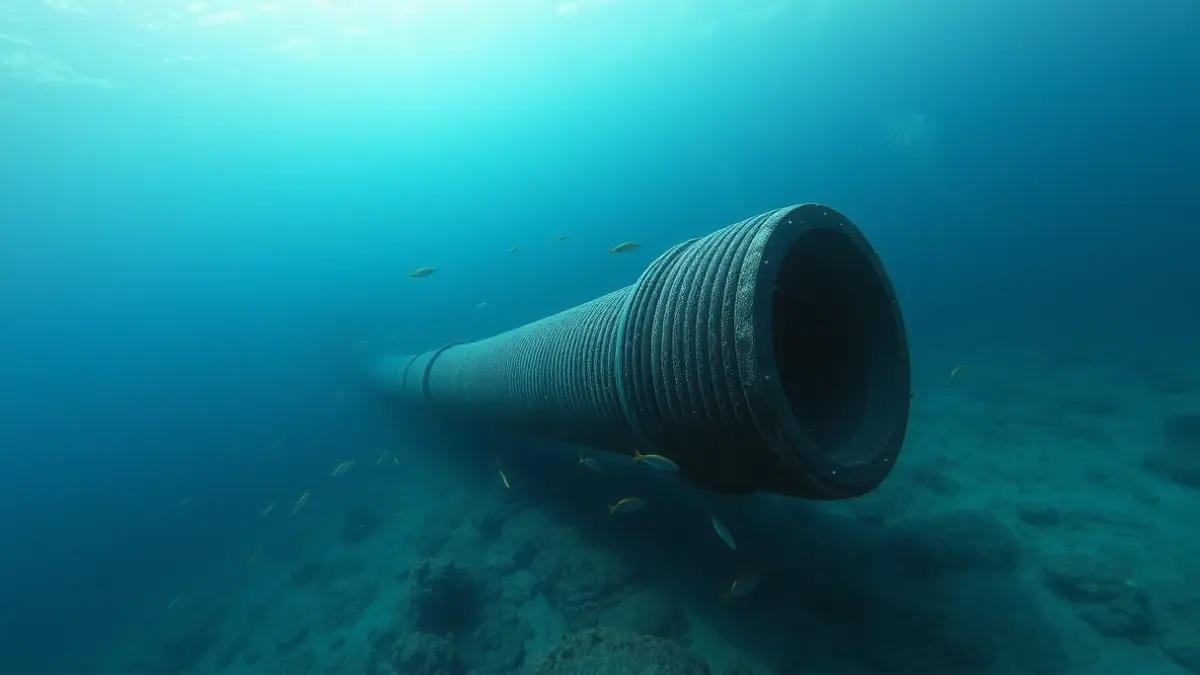 Imagen de un cable submarino de alta tensión en el lecho marino.