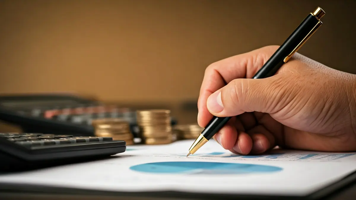 Imagen genérica de una mano con un bolígrafo sobre un informe financiero.