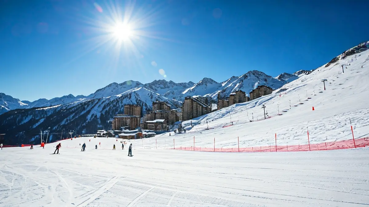 Generic image of a ski resort with abundant snow and skiers in the background.