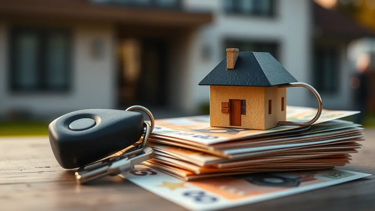 Imagen genérica de una llave de casa sobre billetes de euro, simbolizando la compra de vivienda.