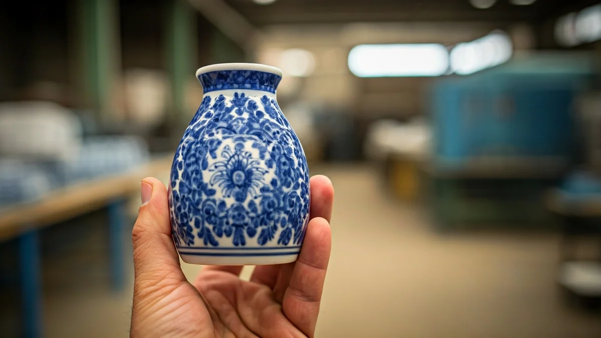 Imaxe dunha peza de porcelana de Sargadelos