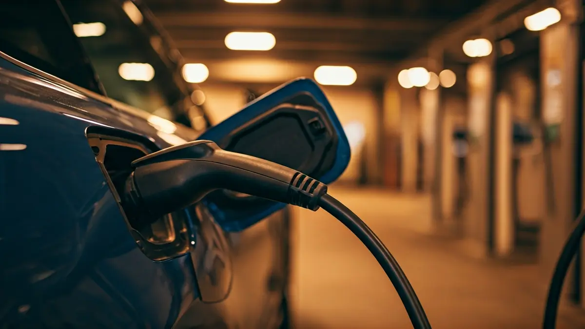 Imagen genérica de un coche eléctrico cargándose, simbolizando la transición energética en la industria automovilística.
