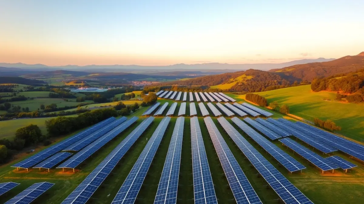 Imagen genérica de paneles solares en un paisaje del País Vasco.