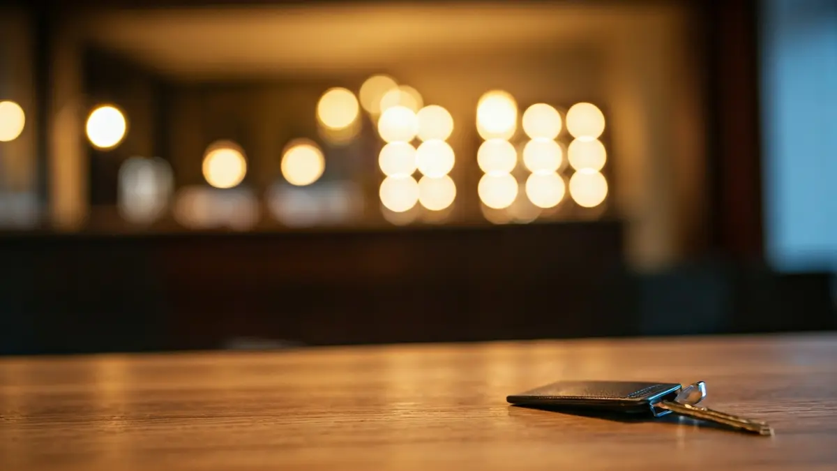 Generic image of a hotel key card on a reception desk, symbolizing tourism activity.