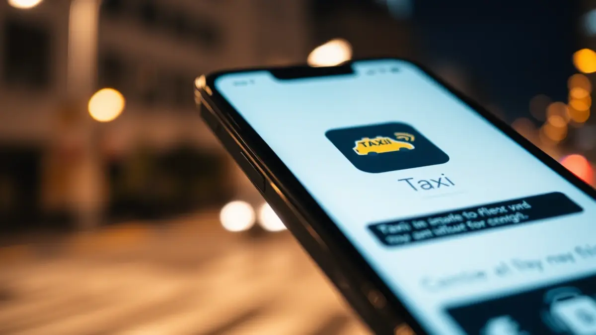 Imagen genérica de una aplicación de solicitud de taxi en la pantalla de un teléfono móvil.