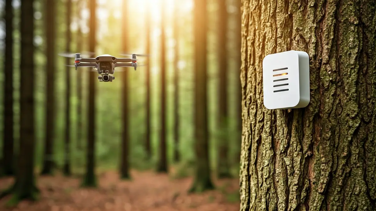 Sistema de detección temprana de incendios forestales con sensores y drones.