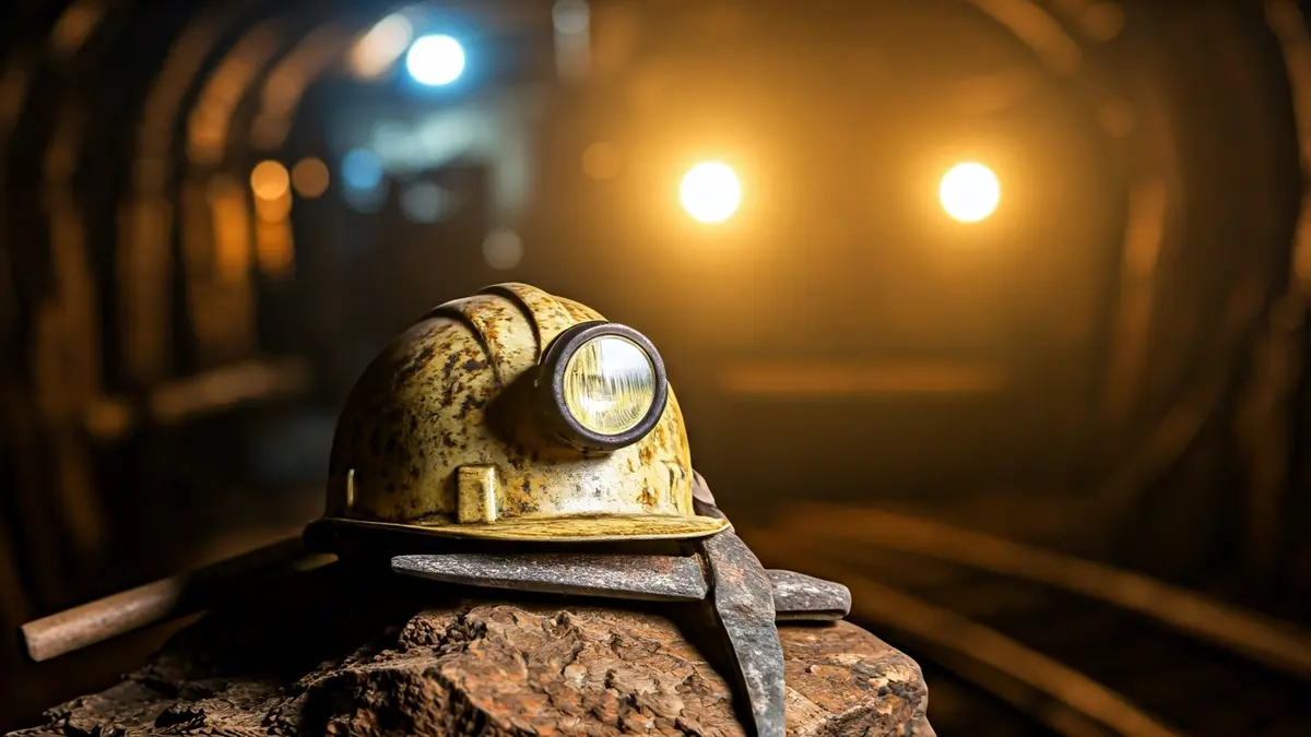 Imagen genérica de herramientas de minería en un túnel