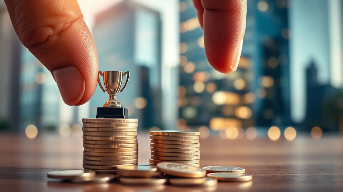 Generic image of a trophy and coins, symbolizing awards and economic development.