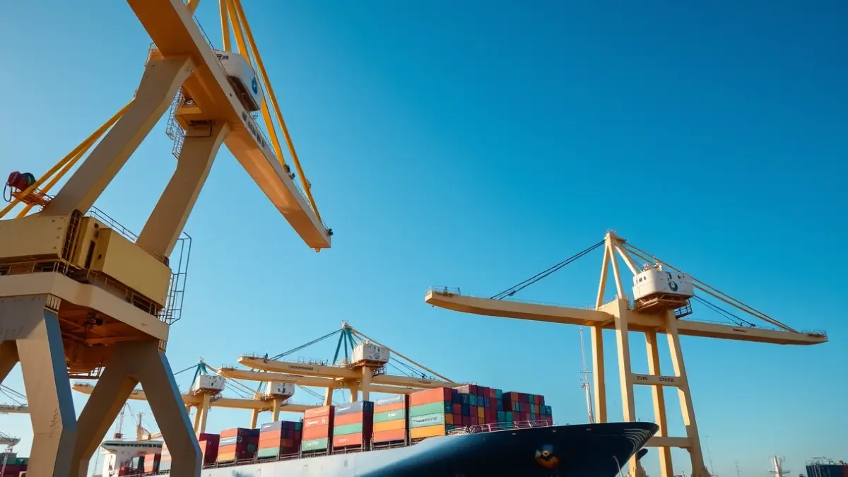 Image of port cranes at the Port of Las Palmas de Gran Canaria.