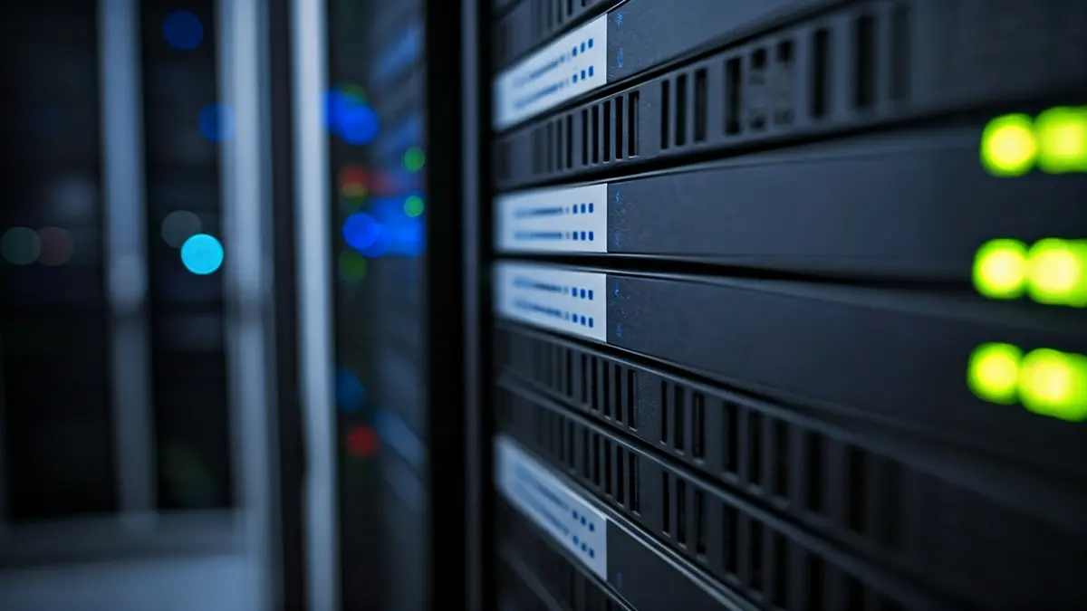 Imagen genérica de equipos tecnológicos en un centro de datos, con luces parpadeantes.