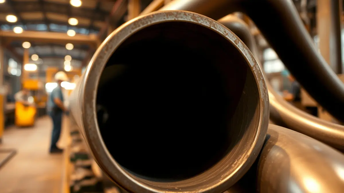 Generic image of steel pipes in an industrial manufacturing setting.