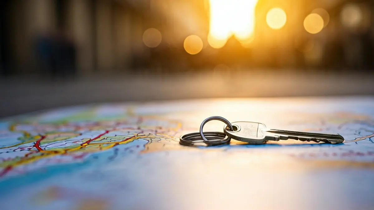 Generic image of a house key on a map, symbolizing property purchases by foreigners.