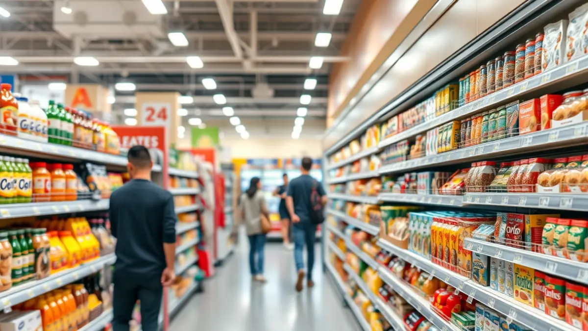 Imagen genérica de un supermercado moderno y bien iluminado.