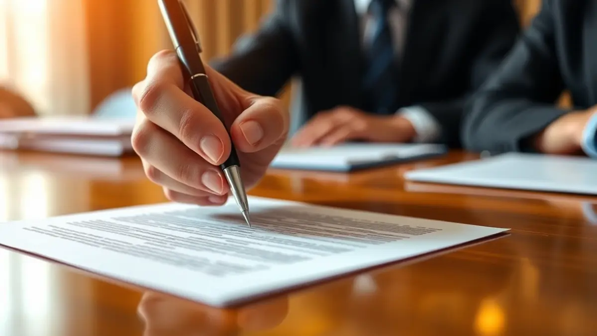Imagen genérica de una mano con un bolígrafo sobre un documento en una mesa de conferencias, simbolizando una reunión o nombramiento oficial.