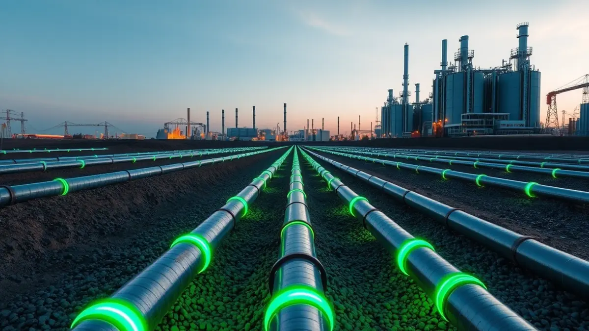 Imagen genérica de una red de tuberías subterráneas para la distribución de hidrógeno verde.